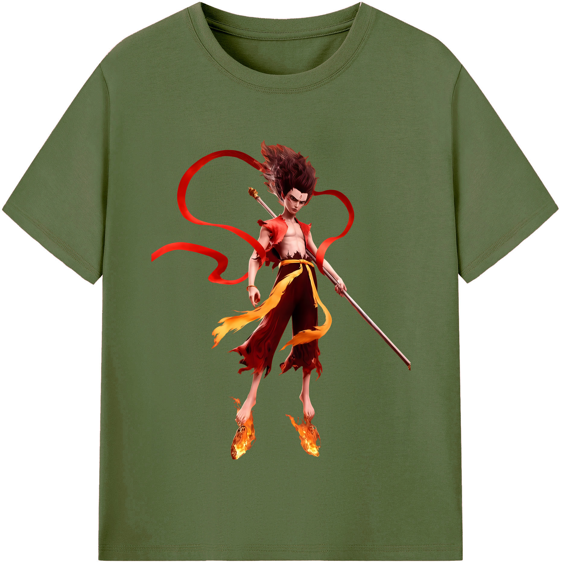 （画像用） Ne Zha 2 ナタ 魔童の大暴れ 綿100％半袖Tシャツ（フロントプリント）